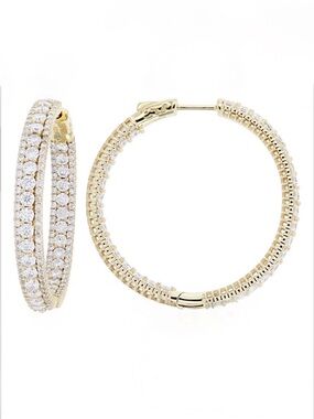 Moissanite 14k Yellow Gold Over Silver Inside-Out Hoop Earrings 6.44ctw DEW